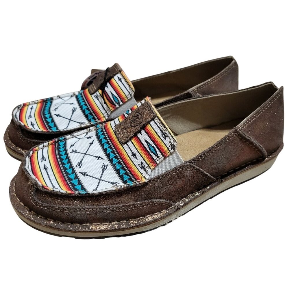 Womens Ariat Cruiser Rose Gold Aztec Arrow Print Cruiser Leather Loafer Size 9.5